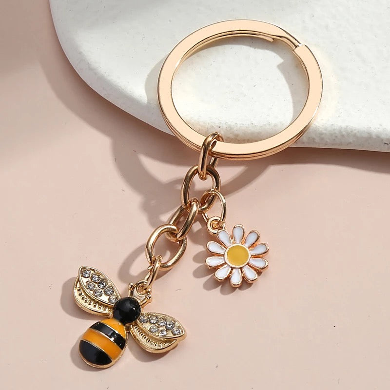Llavero de Abeja y Flor